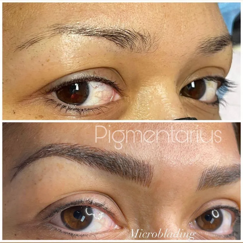 Resultado de microblading de cejas realizado en Pigmentarius (Anasco, PR)